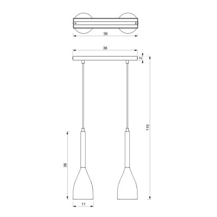 Luster na lanku MUZA 2xE27/60W/230V