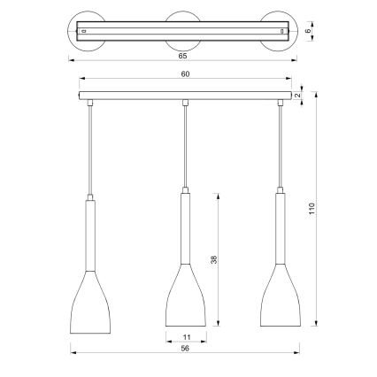 Luster na lanku MUZA 3xE27/60W/230V