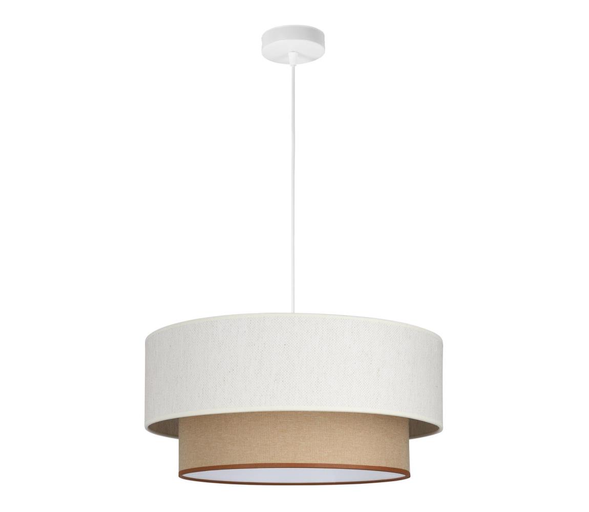 Luster na lanku NATIA 1xE27/60W/230V pr. 45 cm biely/hnedý H0234