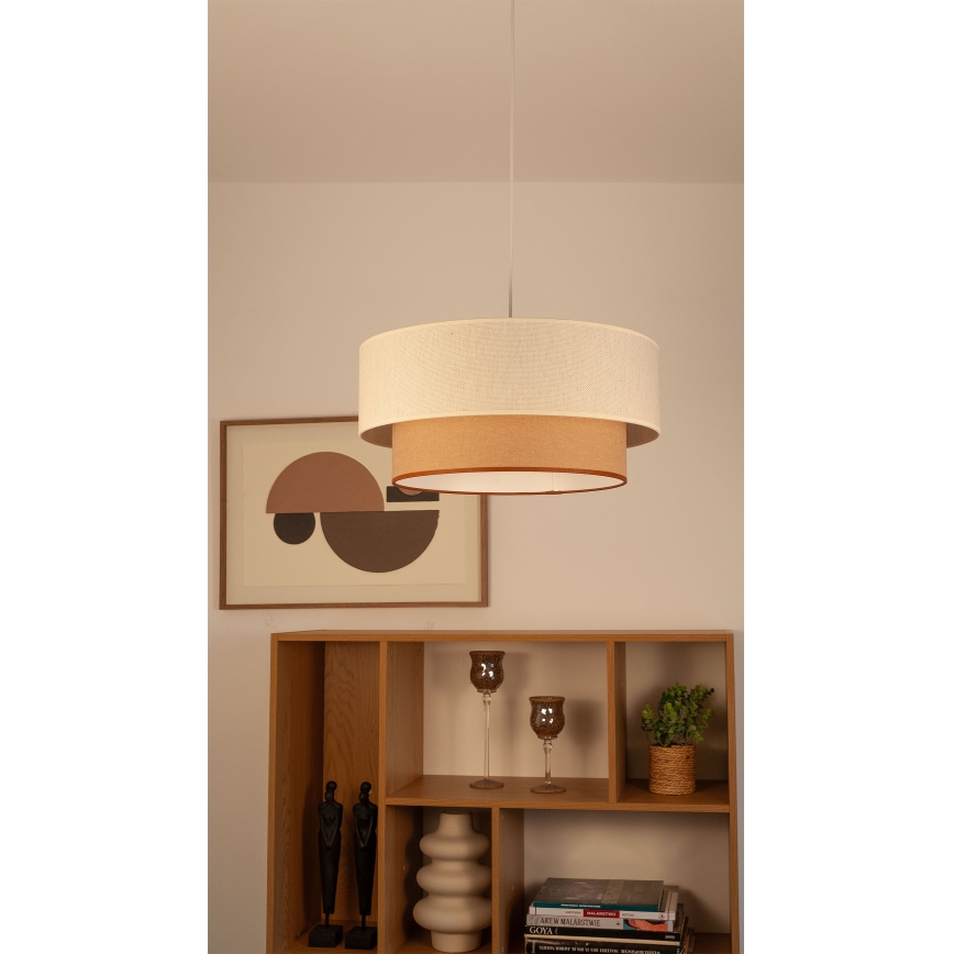 Luster na lanku NATIA 1xE27/60W/230V pr. 45 cm biely/hnedý