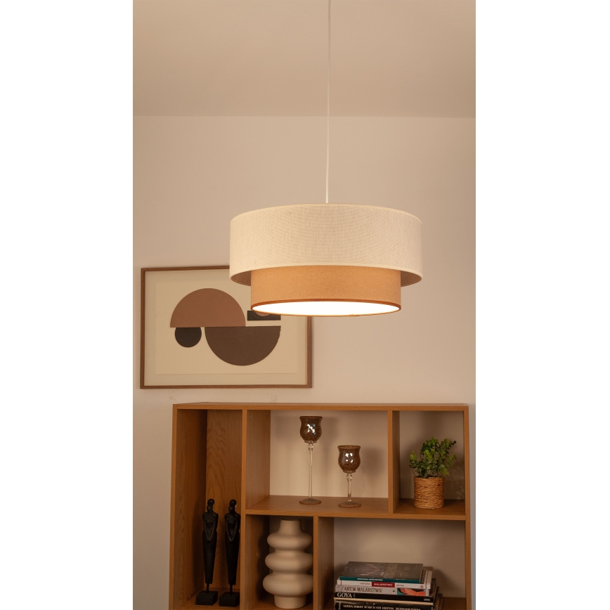 Luster na lanku NATIA 1xE27/60W/230V pr. 45 cm biely/hnedý