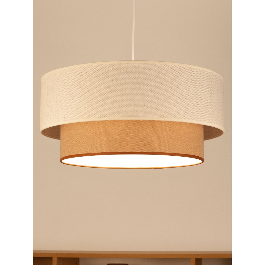 Luster na lanku NATIA 1xE27/60W/230V pr. 45 cm biely/hnedý