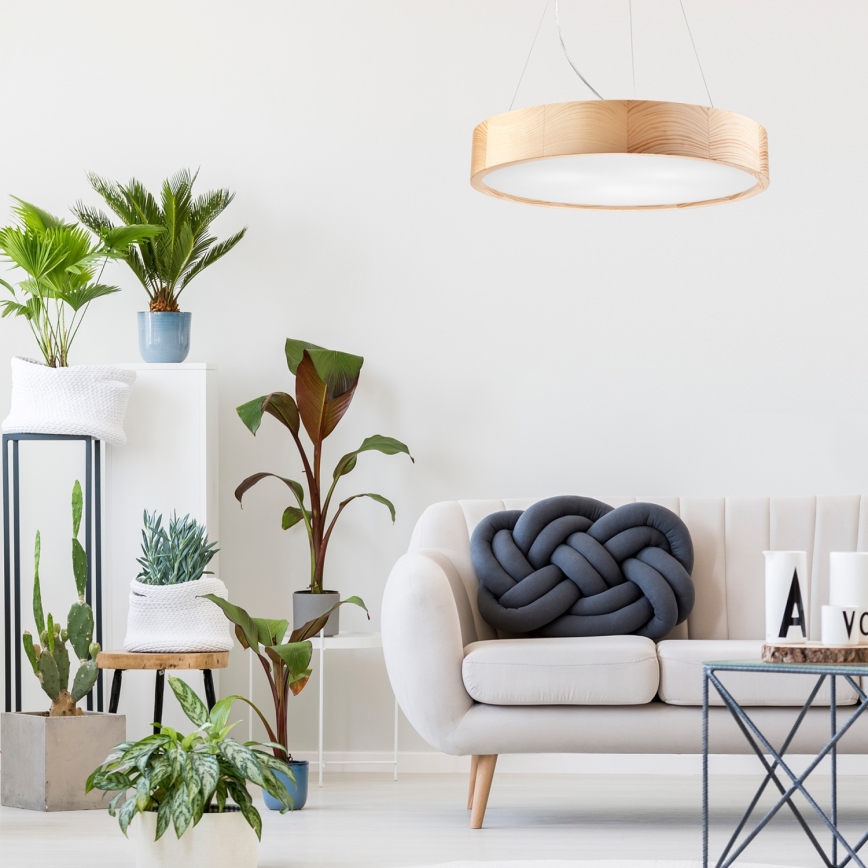 Luster na lanku NATURAL 3xE27/60W/230V ø 47 cm borovica