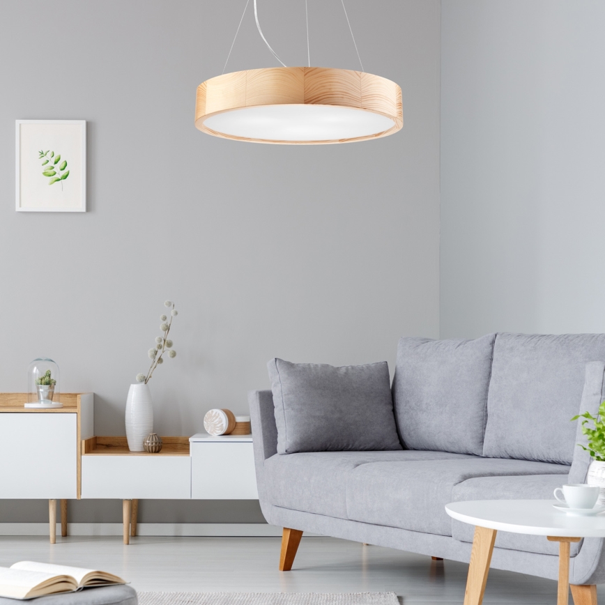 Luster na lanku NATURAL 3xE27/60W/230V ø 47 cm borovica