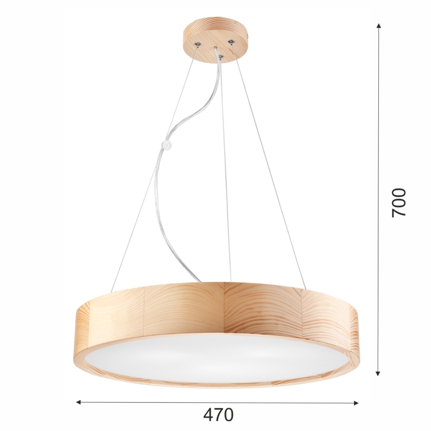 Luster na lanku NATURAL 3xE27/60W/230V ø 47 cm borovica