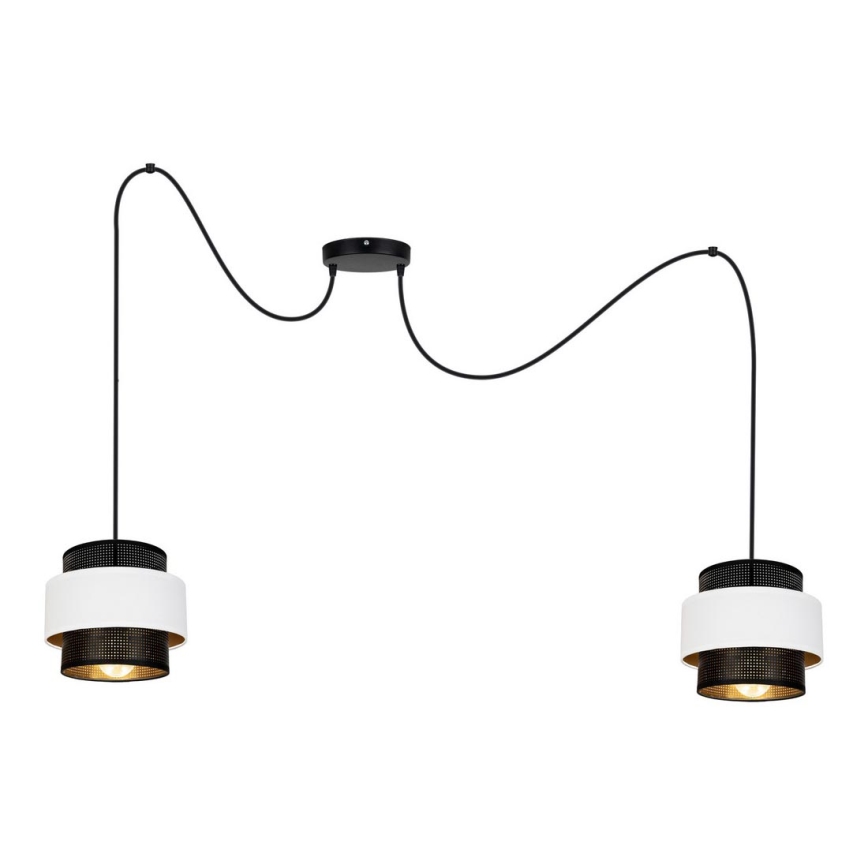 Luster na lanku NESS 2xE27/60W/230V pavúk čierna/biela