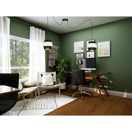 Luster na lanku NESS 2xE27/60W/230V pavúk čierna/biela