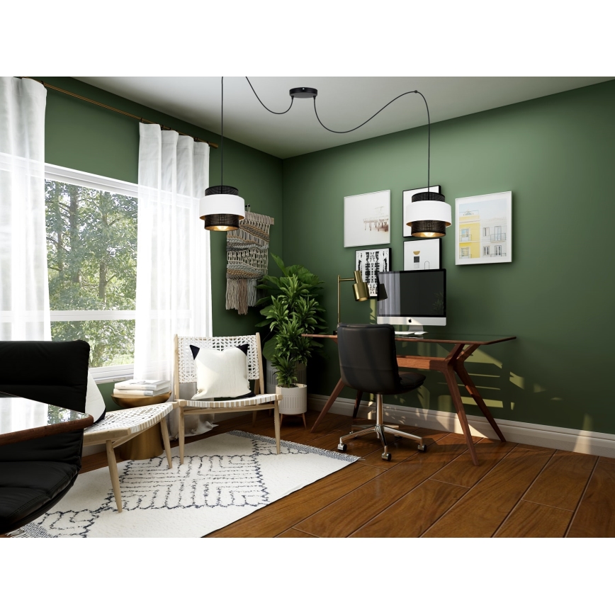Luster na lanku NESS 2xE27/60W/230V pavúk čierna/biela