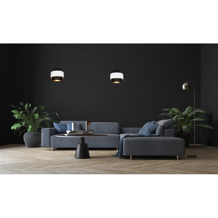 Luster na lanku NESS 2xE27/60W/230V pavúk čierna/biela