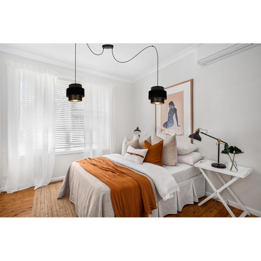 Luster na lanku NESS 2xE27/60W/230V pavúk čierna