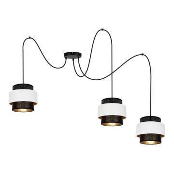 Luster na lanku NESS 3xE27/60W/230V pavúk čierna/biela
