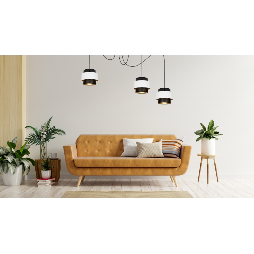 Luster na lanku NESS 3xE27/60W/230V pavúk čierna/biela