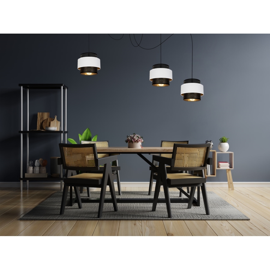 Luster na lanku NESS 3xE27/60W/230V pavúk čierna/biela