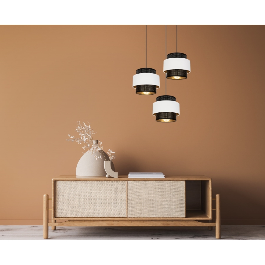 Luster na lanku NESS 3xE27/60W/230V pr. 45 cm čierna/biela