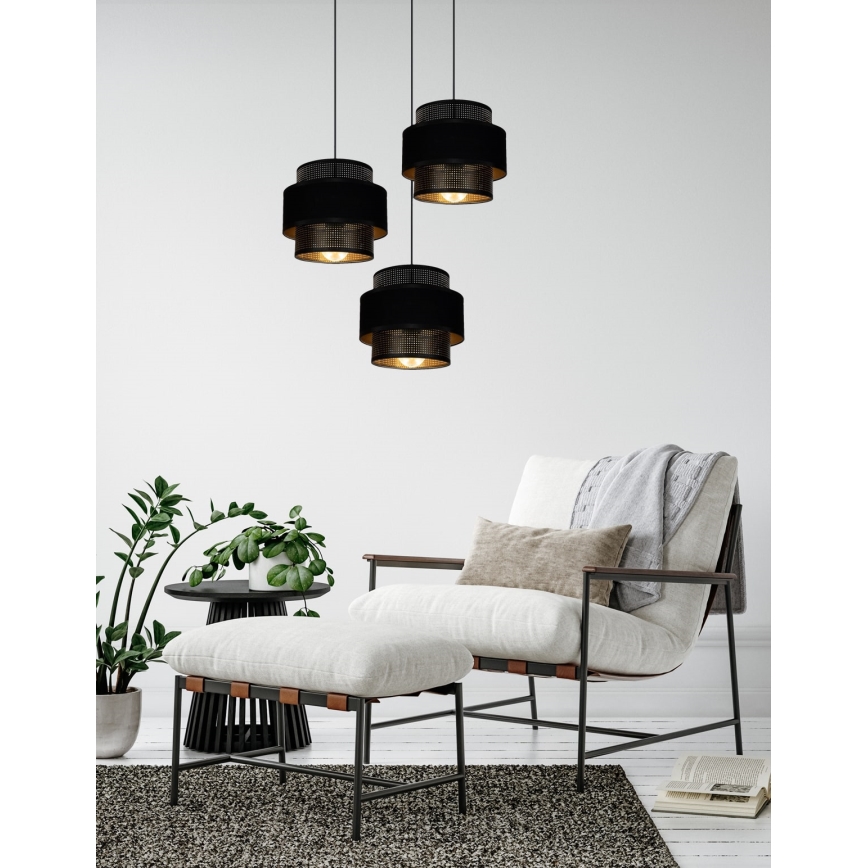 Luster na lanku NESS 3xE27/60W/230V pr. 45 cm čierna