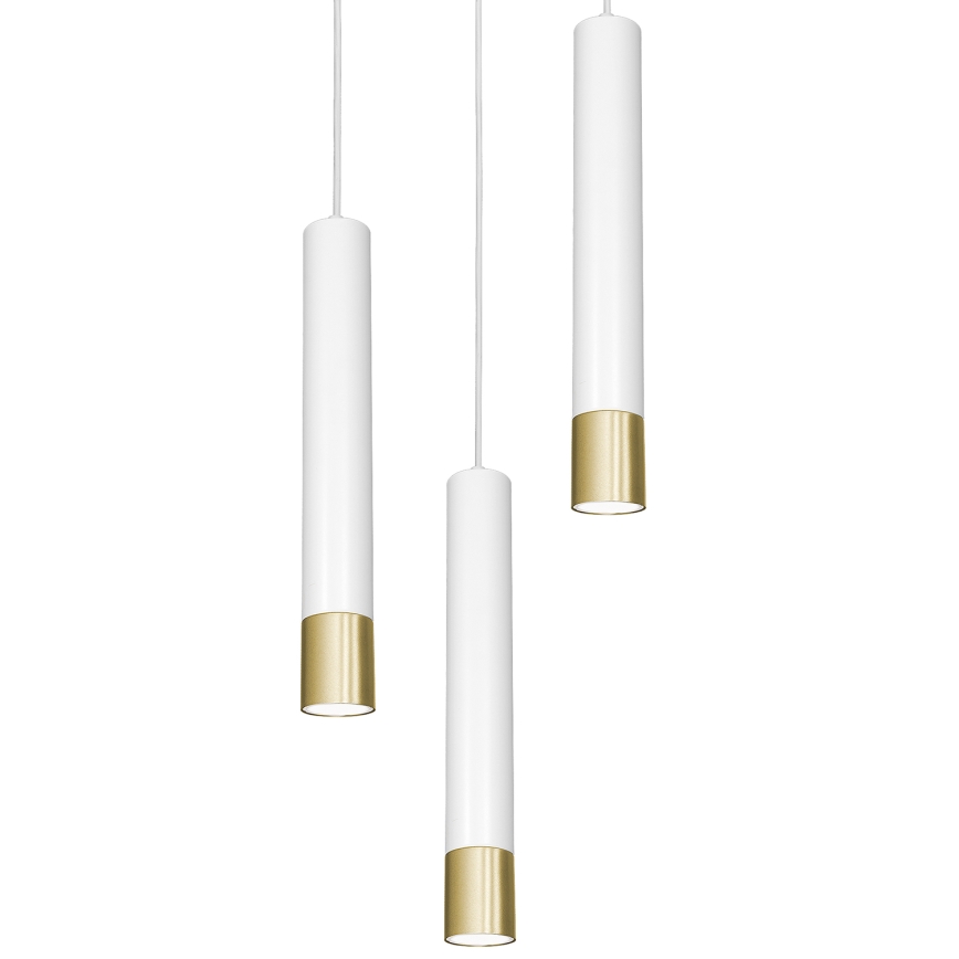 Luster na lanku NEST 3xGU10/8W/230V biela/zlatá okrúhly