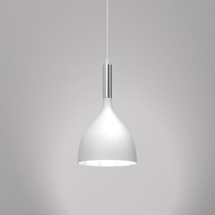 Luster na lanku NOAK 1xE27/15W/230V biela/lesklý chróm