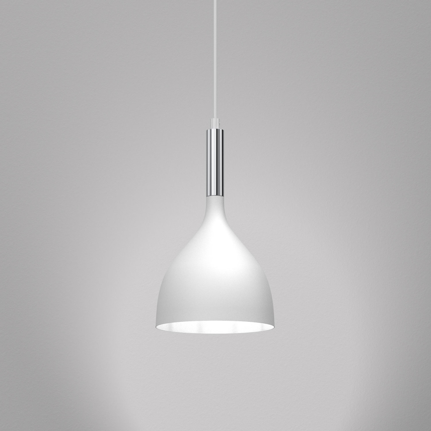Luster na lanku NOAK 1xE27/15W/230V biela/lesklý chróm