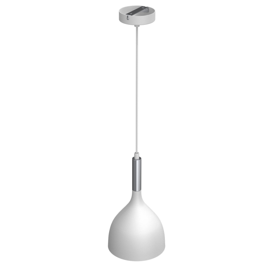 Luster na lanku NOAK 1xE27/15W/230V biela/lesklý chróm