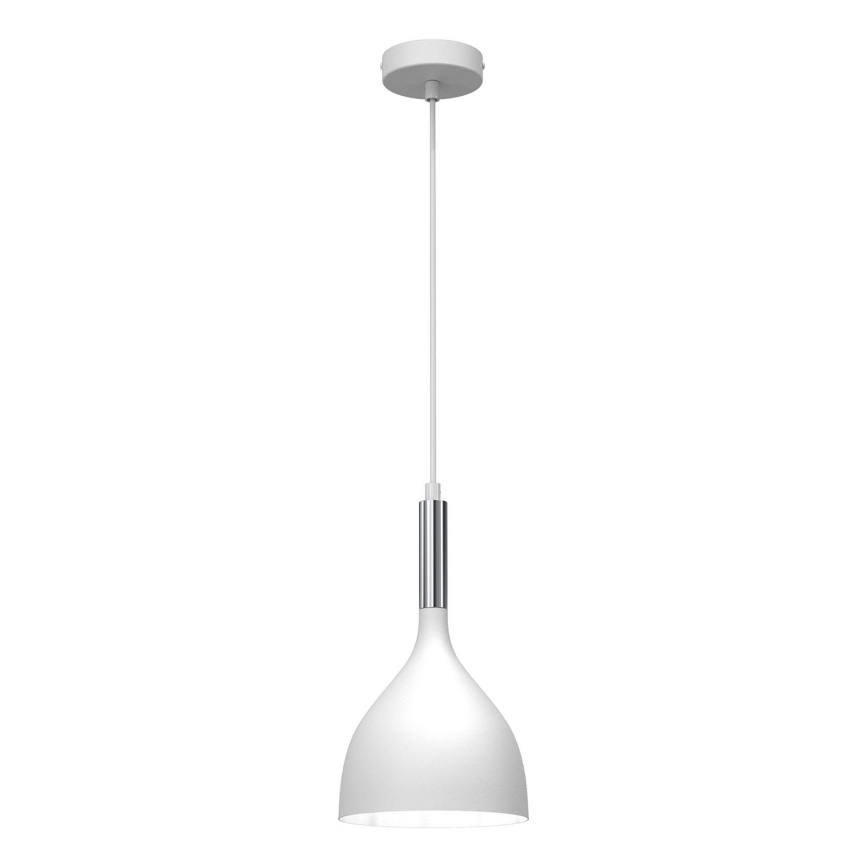Luster na lanku NOAK 1xE27/15W/230V biela/lesklý chróm