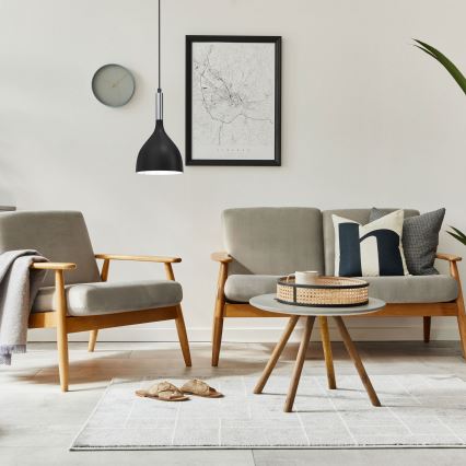 Luster na lanku NOAK 1xE27/15W/230V čierna/lesklý chróm