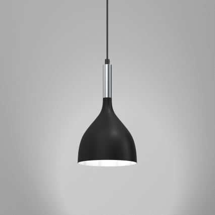 Luster na lanku NOAK 1xE27/15W/230V čierna/lesklý chróm