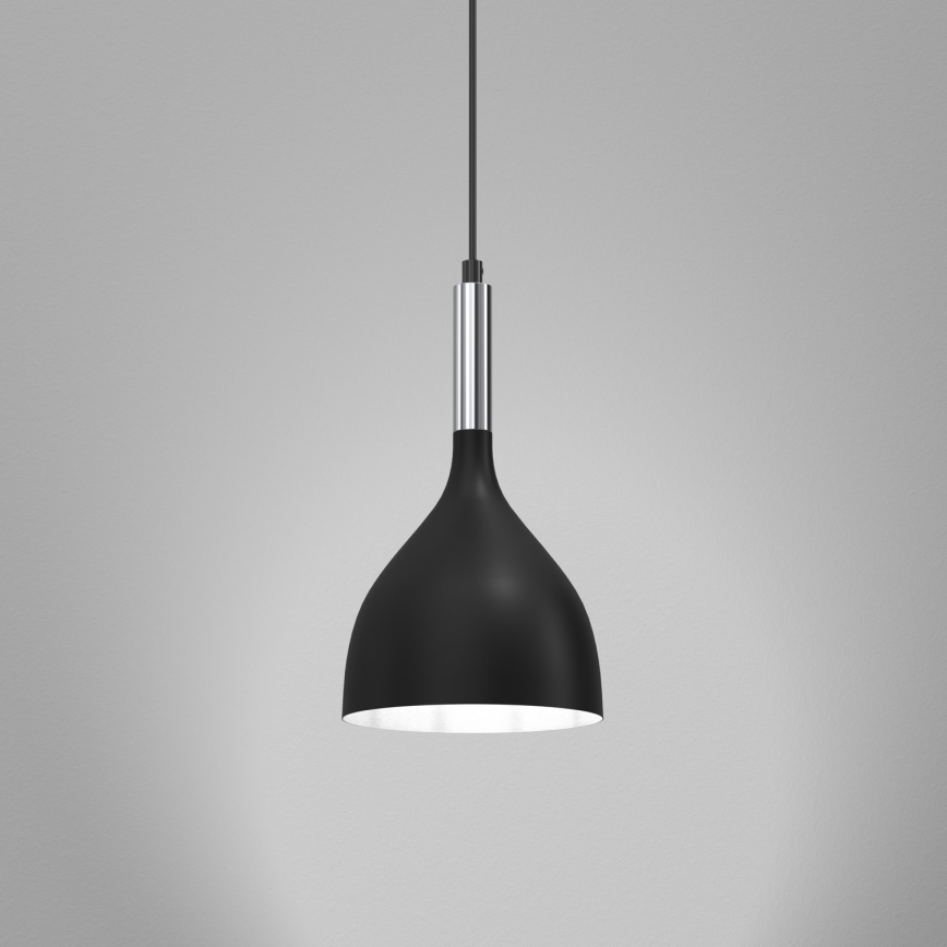 Luster na lanku NOAK 1xE27/15W/230V čierna/lesklý chróm