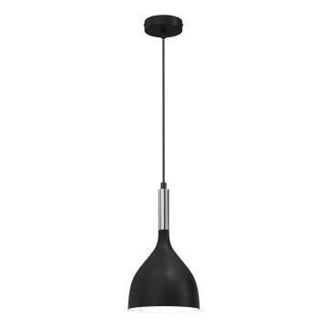 Luster na lanku NOAK 1xE27/15W/230V čierna/lesklý chróm