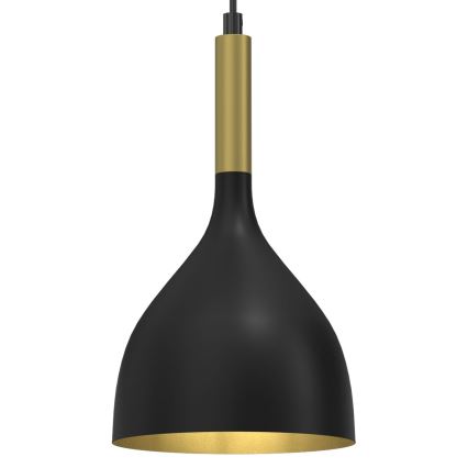 Luster na lanku NOAK 1xE27/15W/230V čierna/zlatá