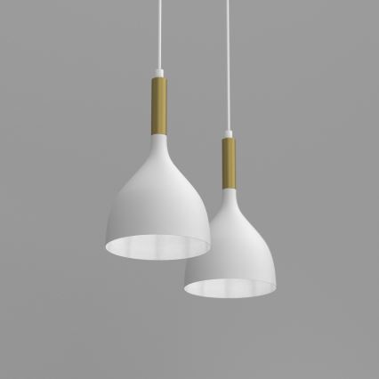 Luster na lanku NOAK 2xE27/15W/230V biela/zlatá