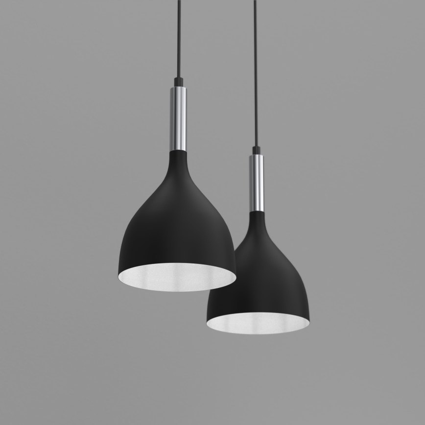 Luster na lanku NOAK 2xE27/15W/230V čierna/lesklý chróm