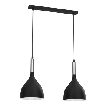 Luster na lanku NOAK 2xE27/15W/230V čierna/lesklý chróm