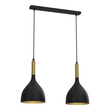 Luster na lanku NOAK 2xE27/15W/230V čierna/zlatá