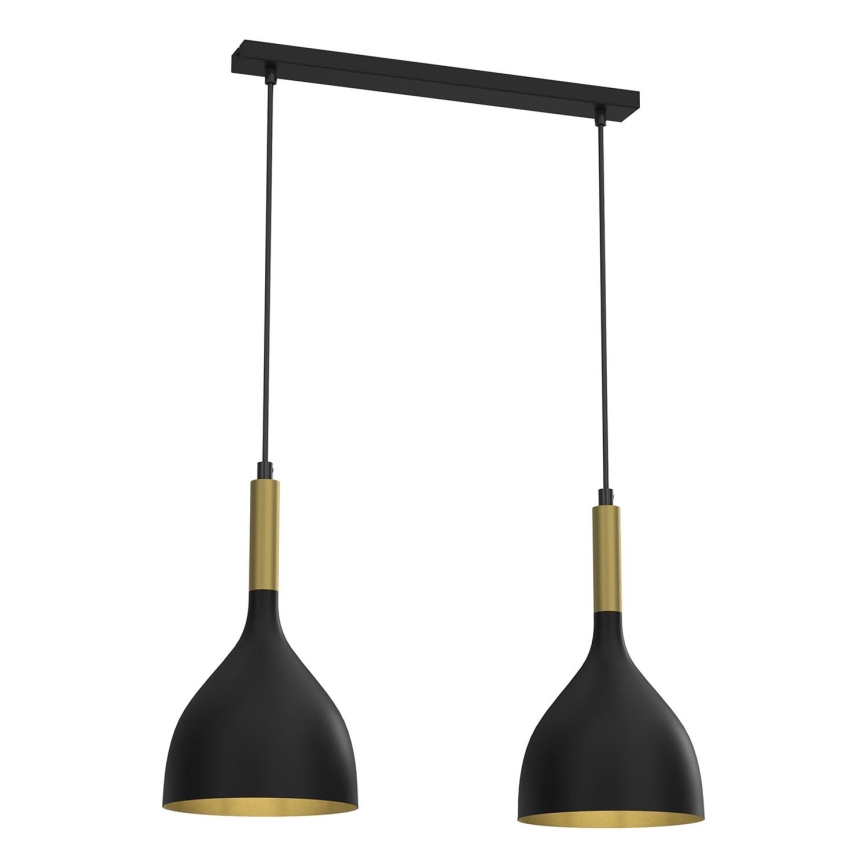 Luster na lanku NOAK 2xE27/15W/230V čierna/zlatá