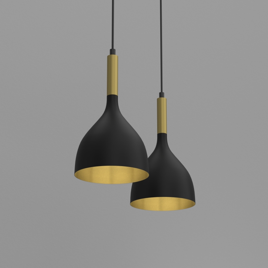 Luster na lanku NOAK 2xE27/15W/230V čierna/zlatá