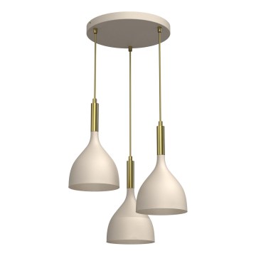 Luster na lanku NOAK 3xE27/15W/230V béžová/zlatá