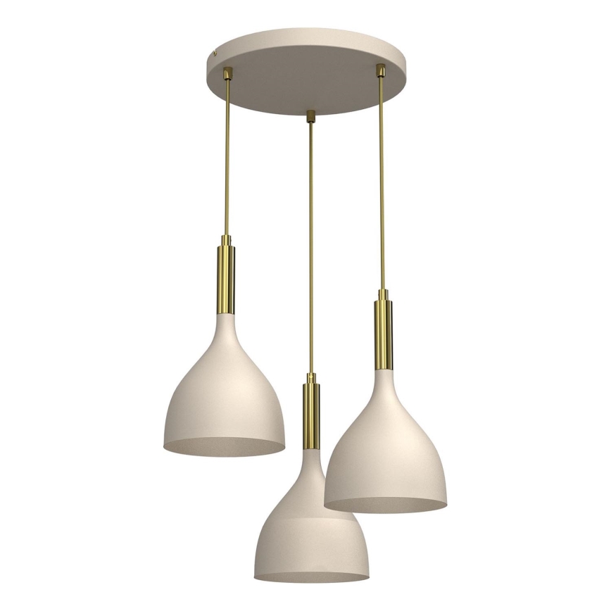 Luster na lanku NOAK 3xE27/15W/230V béžová/zlatá