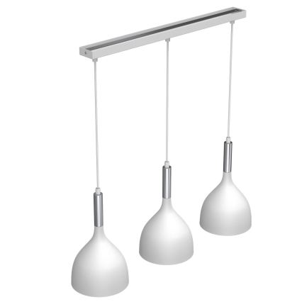 Luster na lanku NOAK 3xE27/15W/230V biela/lesklý chróm