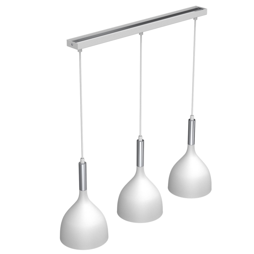 Luster na lanku NOAK 3xE27/15W/230V biela/lesklý chróm