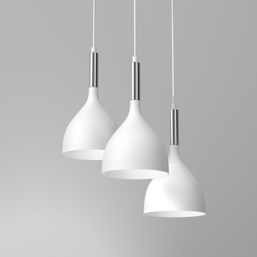 Luster na lanku NOAK 3xE27/15W/230V biela/lesklý chróm