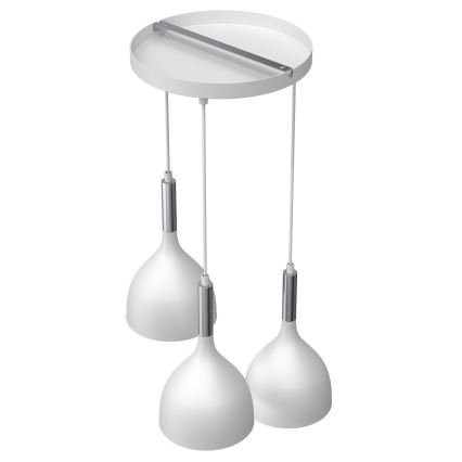 Luster na lanku NOAK 3xE27/15W/230V biela/lesklý chróm