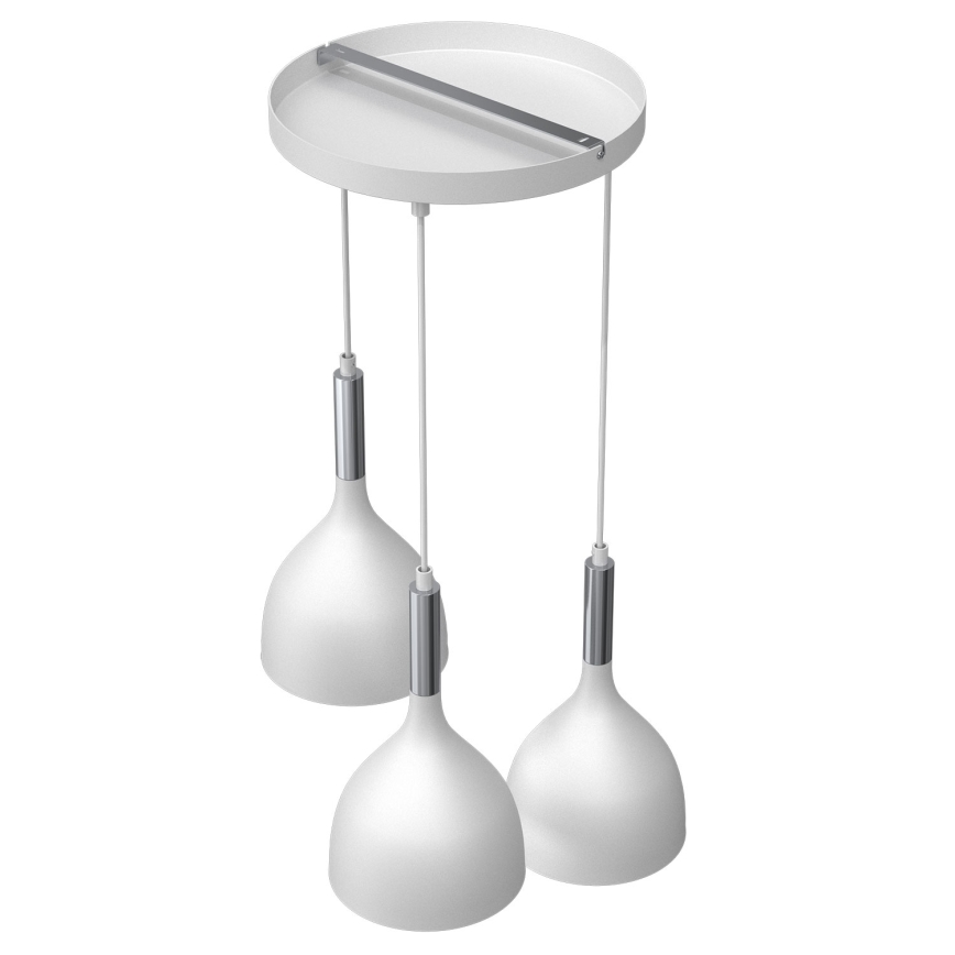 Luster na lanku NOAK 3xE27/15W/230V biela/lesklý chróm