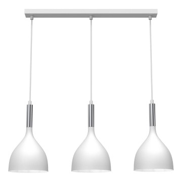 Luster na lanku NOAK 3xE27/15W/230V biela/lesklý chróm