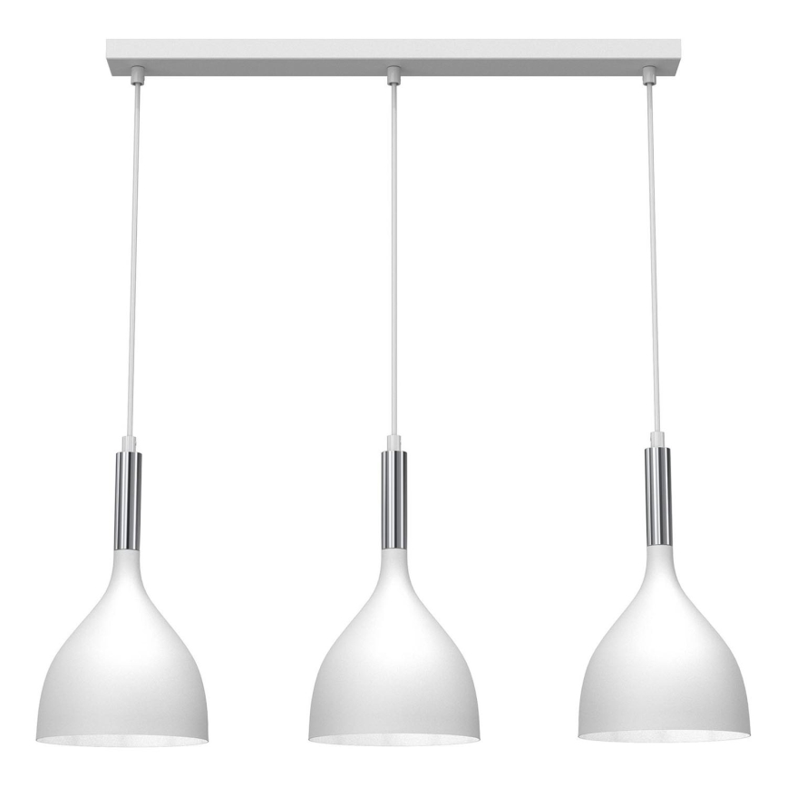 Luster na lanku NOAK 3xE27/15W/230V biela/lesklý chróm