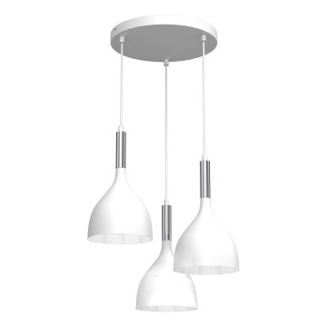 Luster na lanku NOAK 3xE27/15W/230V biela/lesklý chróm
