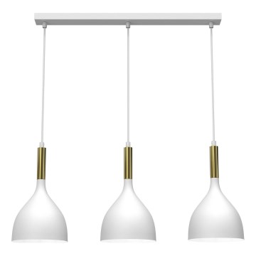 Luster na lanku NOAK 3xE27/15W/230V biela/zlatá