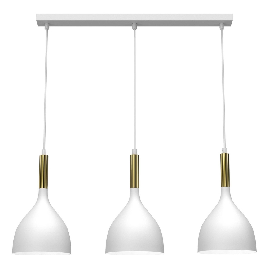 Luster na lanku NOAK 3xE27/15W/230V biela/zlatá