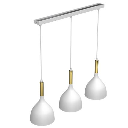 Luster na lanku NOAK 3xE27/15W/230V biela/zlatá