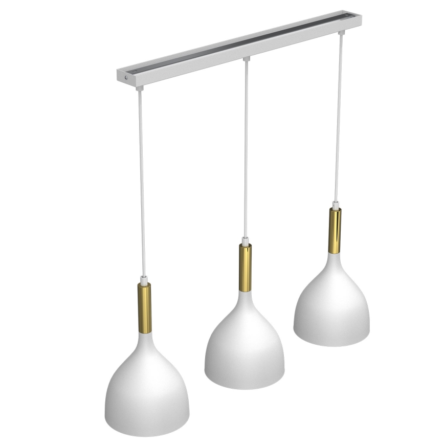 Luster na lanku NOAK 3xE27/15W/230V biela/zlatá