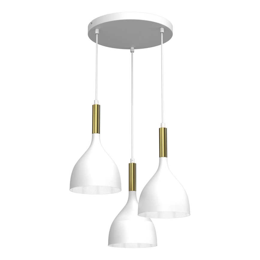 Luster na lanku NOAK 3xE27/15W/230V biela/zlatá